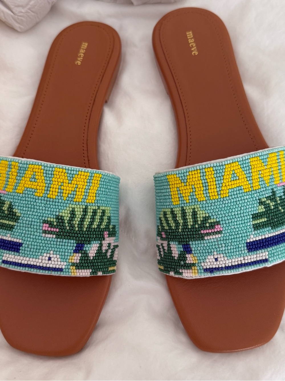 Maeve Beaded 'MIAMI' Slide Sandals - Anthropologie Sz 40 NWT